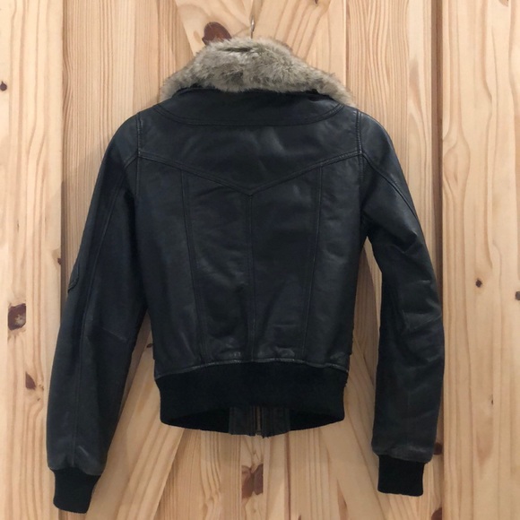 Black leather bomber jacket with thinsulate lining - Picture 4 of 4